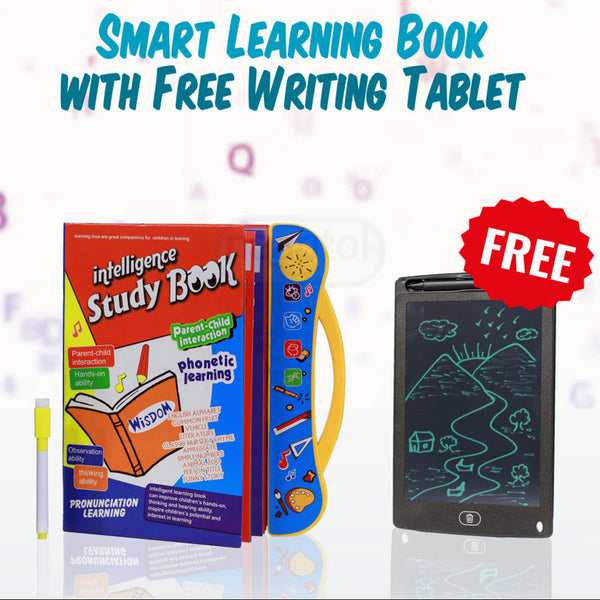 Smart learning book with free writing tablet on a white background